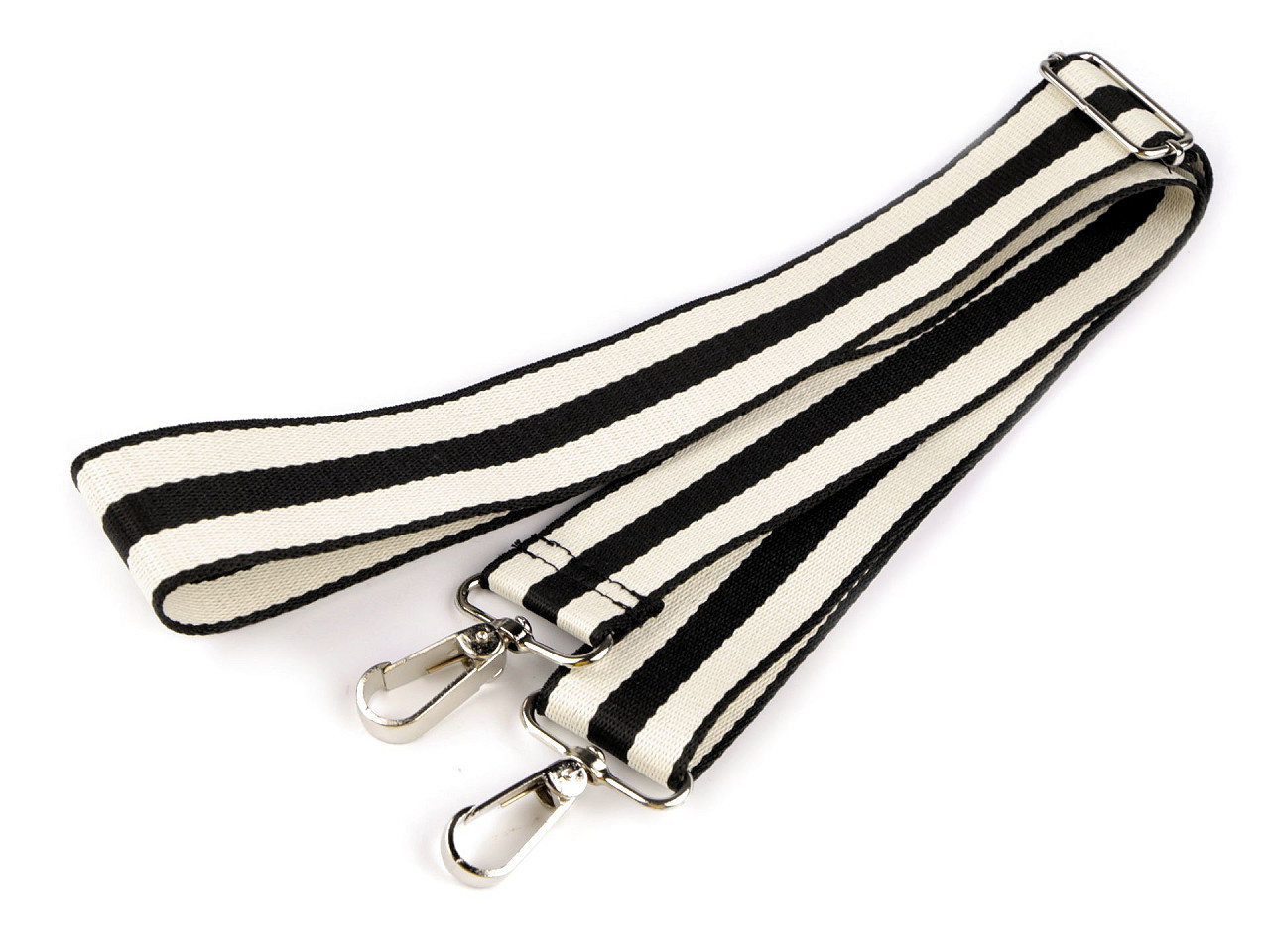 Textilní ucho / popruh na tašku s karabinami šíře 3,8 cm, barva 29 režná světlá černá