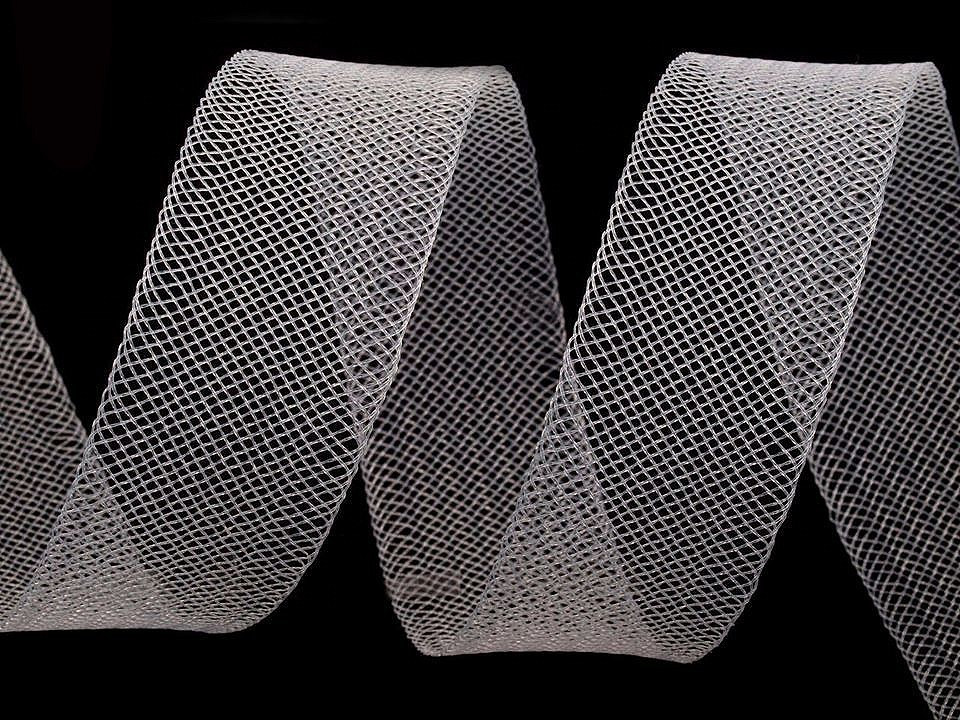 Modistická krinolína na vyztužení šatů a výrobu fascinátorů šíře 2,5 cm, barva 7 (CC33) transparent