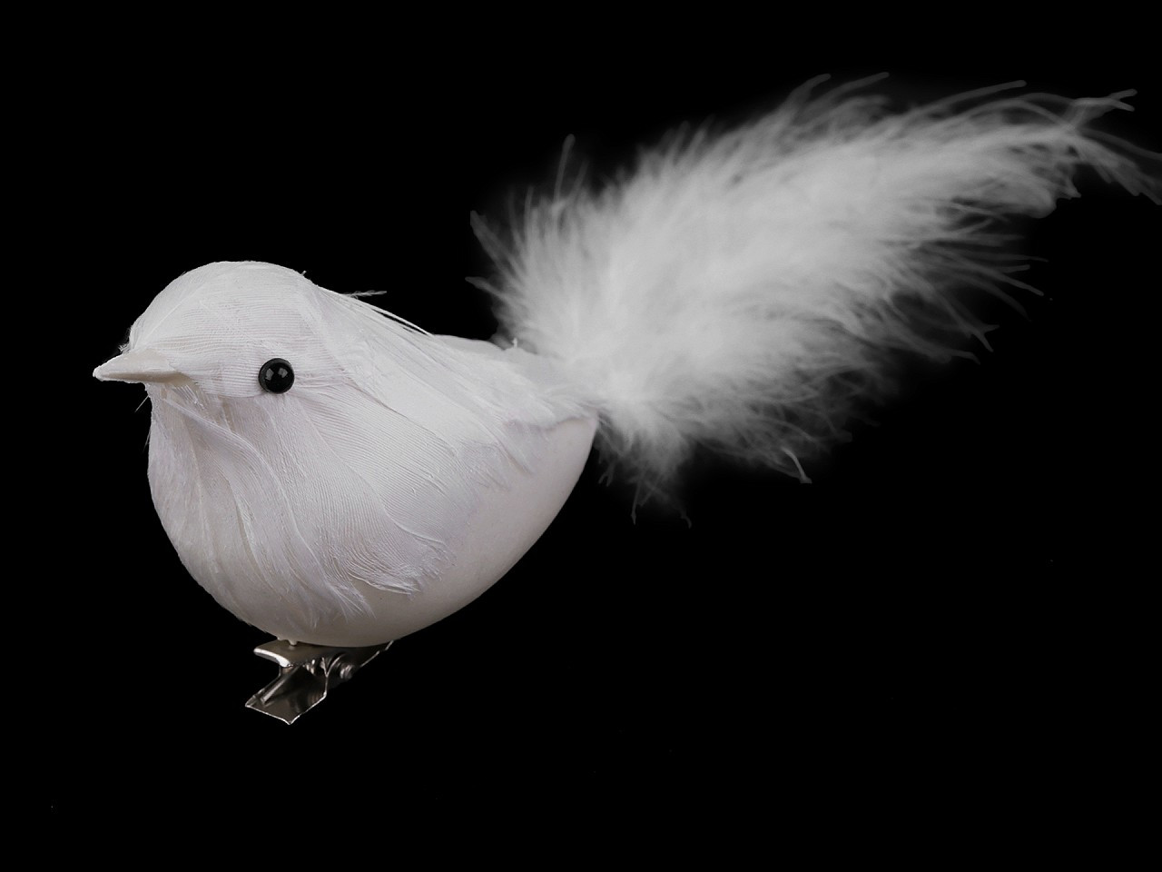 Dekorace ptáček s klipem, barva bílá