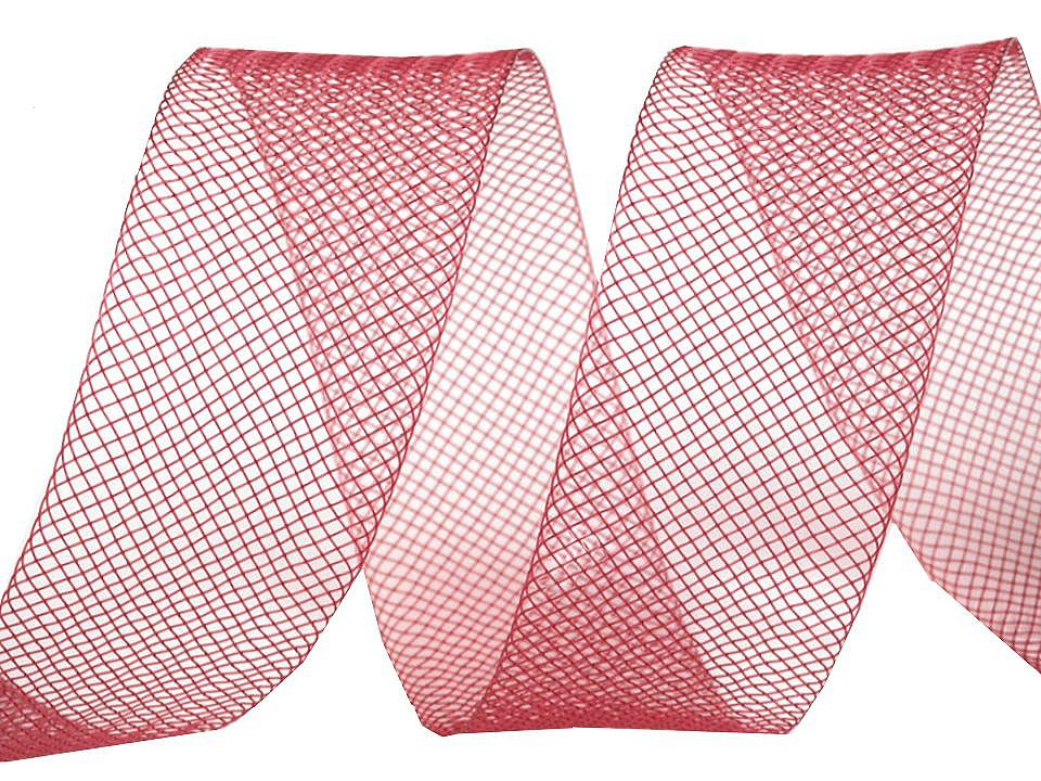 Modistická krinolína na vyztužení šatů a výrobu fascinátorů šíře 2,5 cm, barva 14 (CC18) červená tmavá