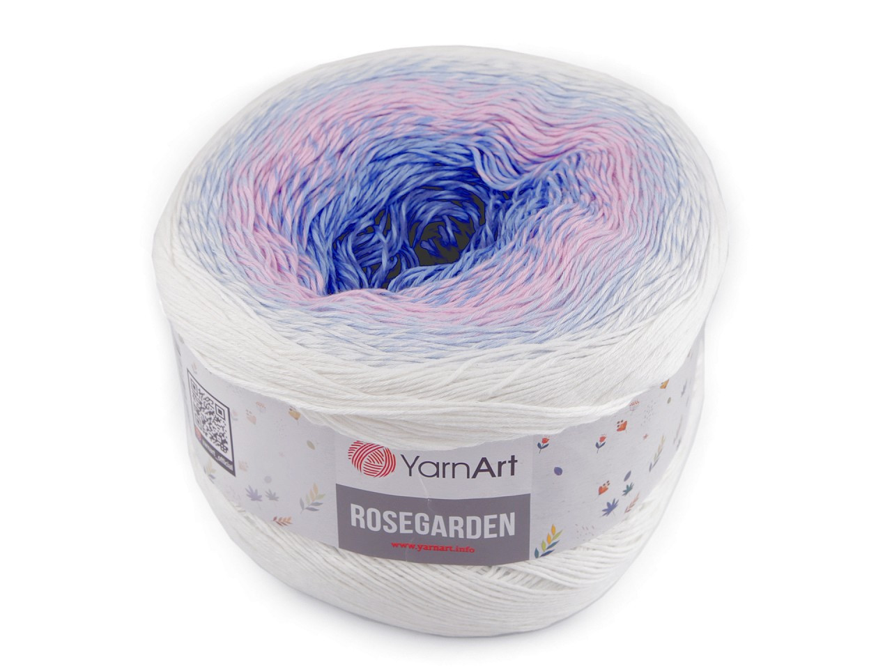 Bavlněná pletací příze Rosegarden 250 g, barva 11 (301) bílá modrá