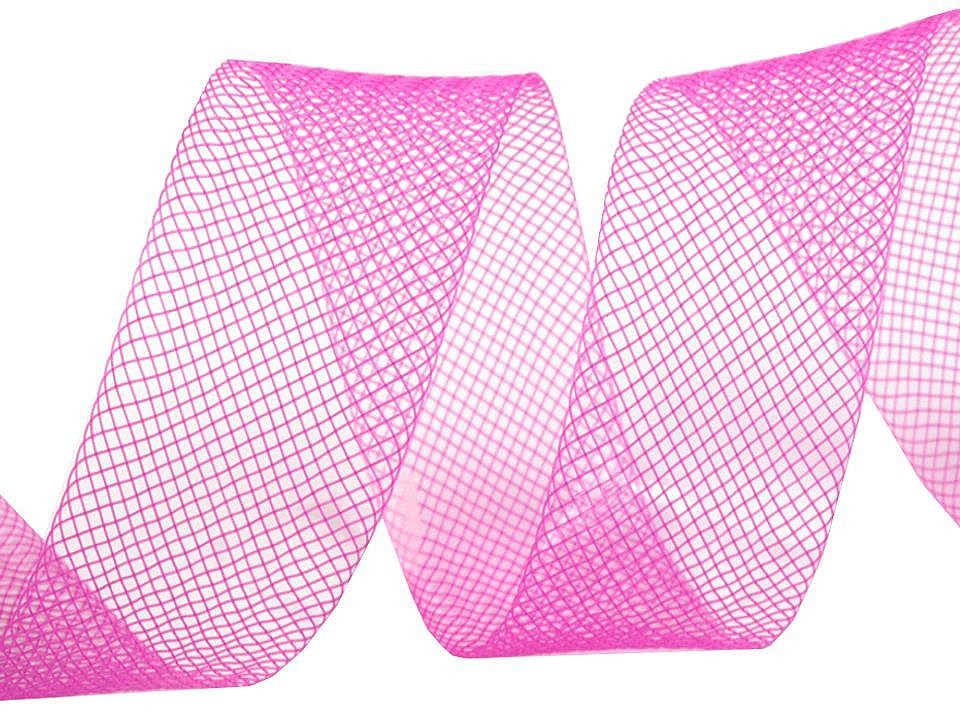 Modistická krinolína na vyztužení šatů a výrobu fascinátorů šíře 2,5 cm, barva 12 (CC14) růžová pink