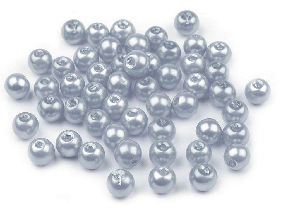 Skleněné voskové perly Ø6 mm, barva 18B stříbrná světlá