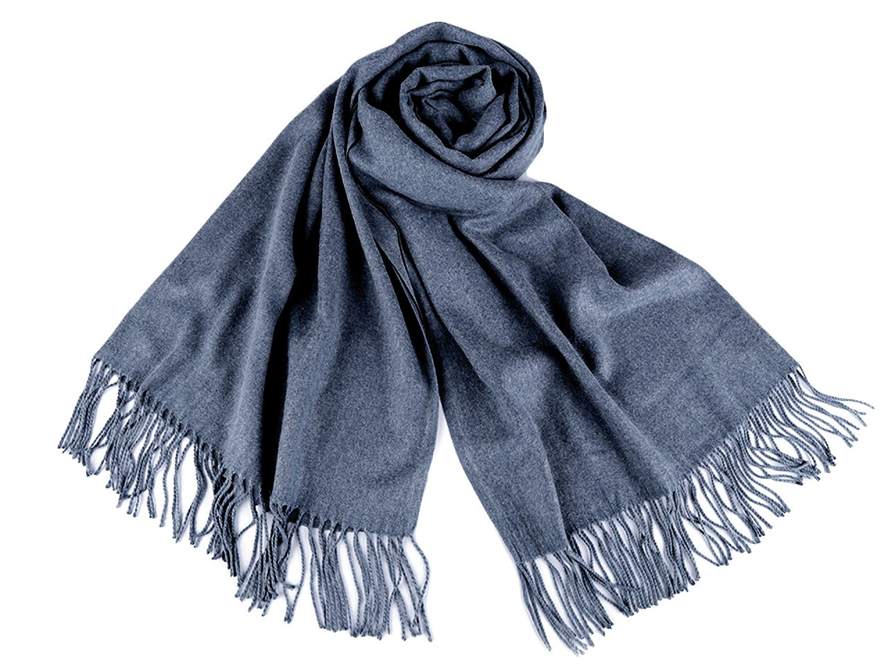 Šátek / šála typu pashmina s třásněmi 65x180 cm, barva 28 (23) modrošedá