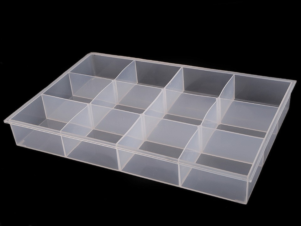 Fotografie Plastový box / zásobník / organizér 23x34,5x4,5 cm, barva transparent
