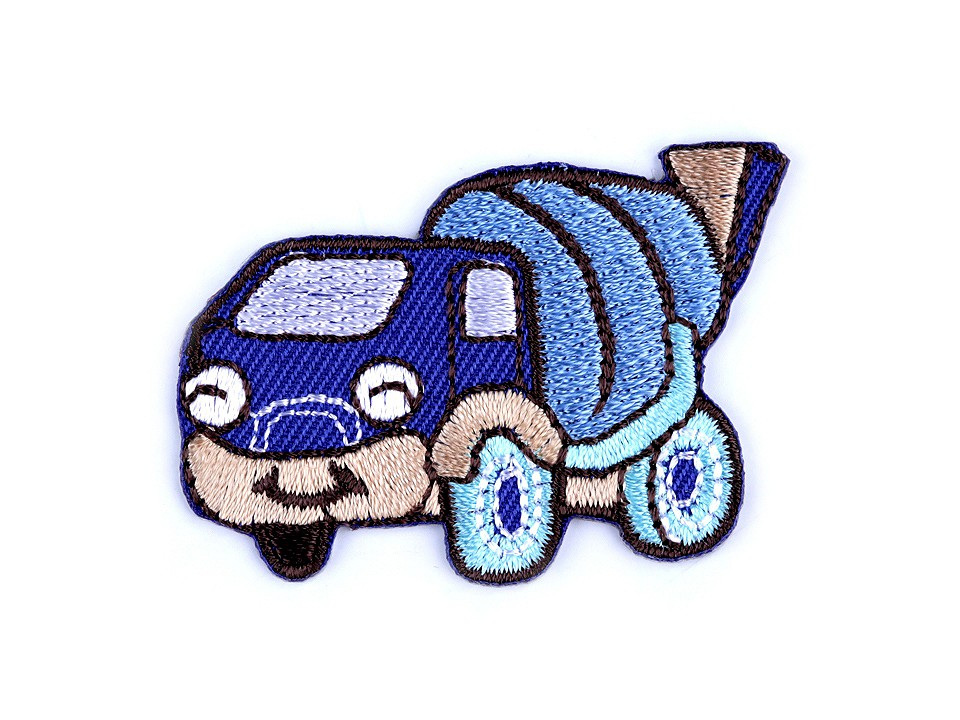 Nažehlovačka nákladní auto, traktor, bagr, vláček, míchačka, barva 8 modrá královská míchačka