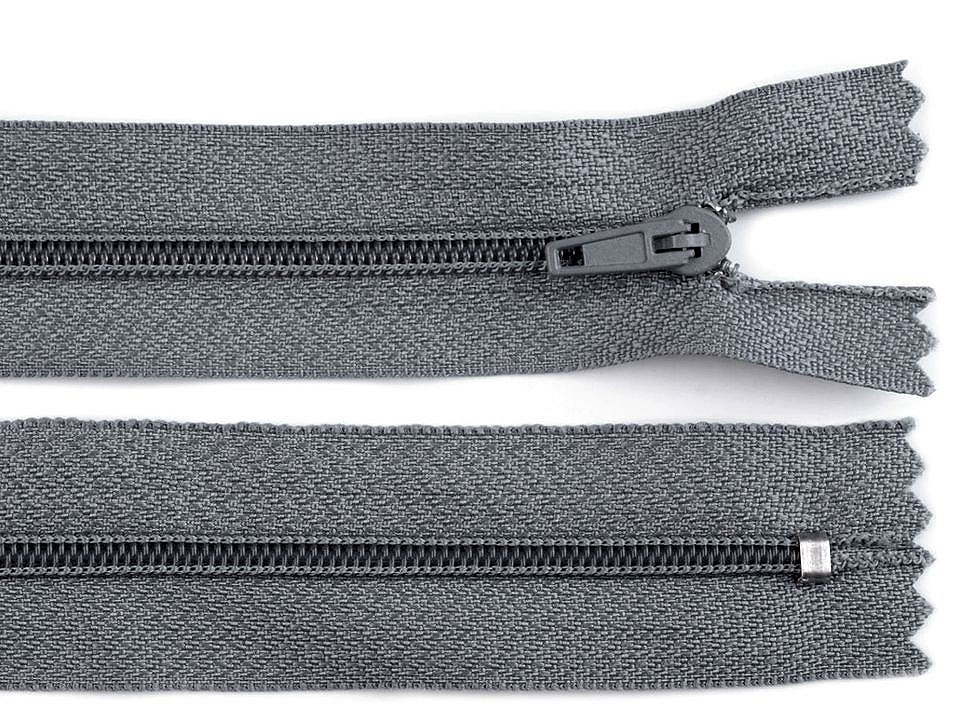 Spirálový zip šíře 3 mm délka 35 cm pinlock, barva 319 šedá ocelová