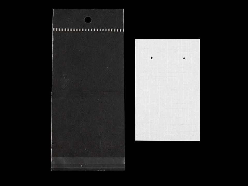 Karta na náušnice s visačkou a sáčkem 50x80 mm, barva 2 bílá perleť