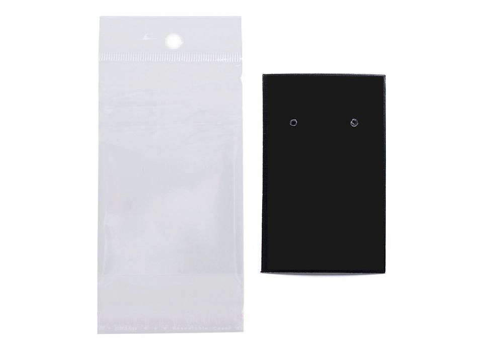 Karta na náušnice s visačkou a sáčkem 50x80 mm, barva 1 černá
