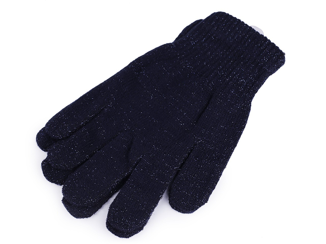 Dámské / dívčí pletené rukavice s lurexem, barva 4 modrá tmavá