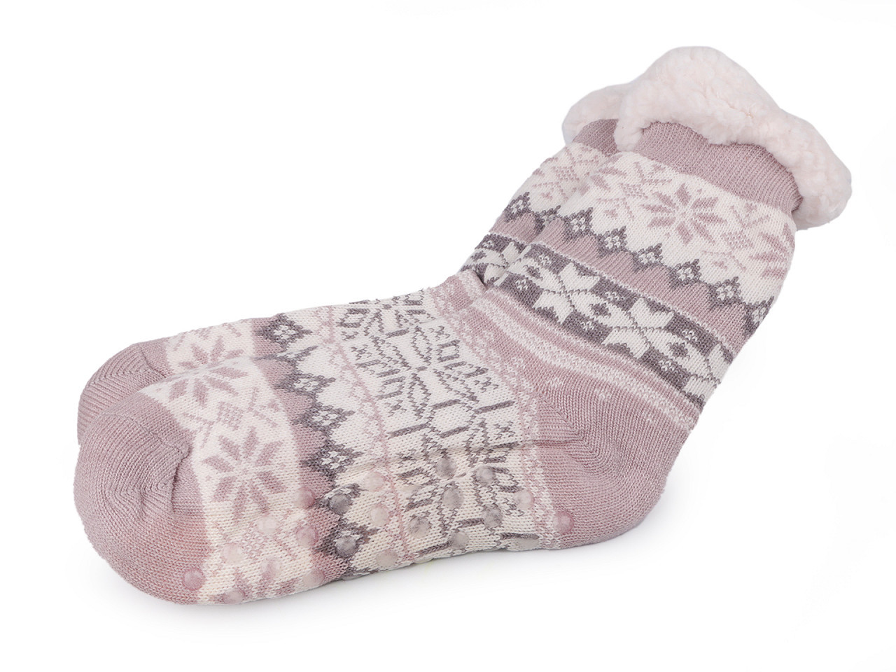 Ponožky zimní s kožíškem a protiskluzem, unisex, barva 41 (35-38) béžová světlá