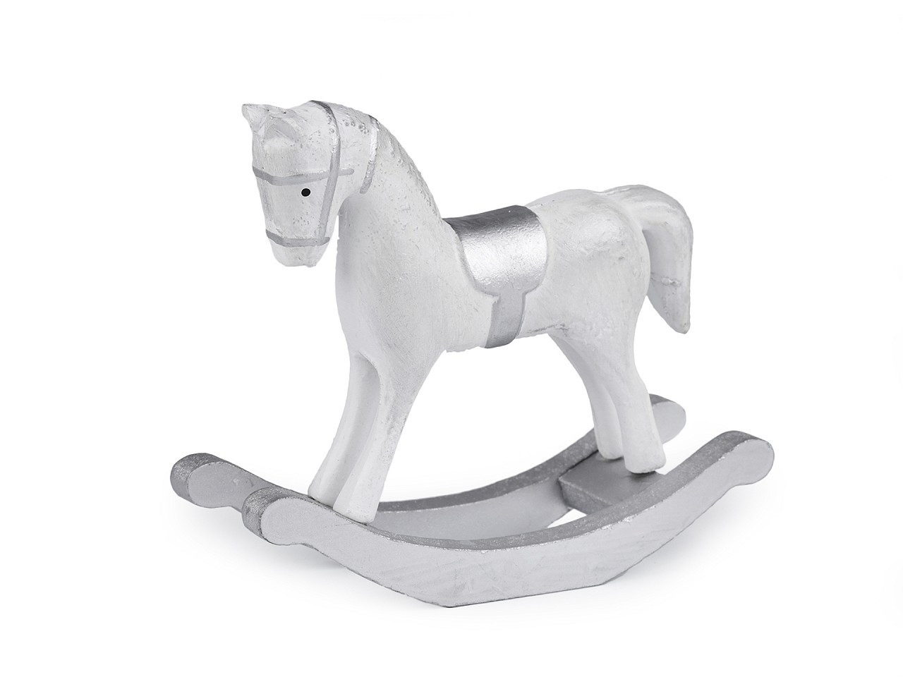 Dekorace houpací koník, barva 1 bílá stříbrná