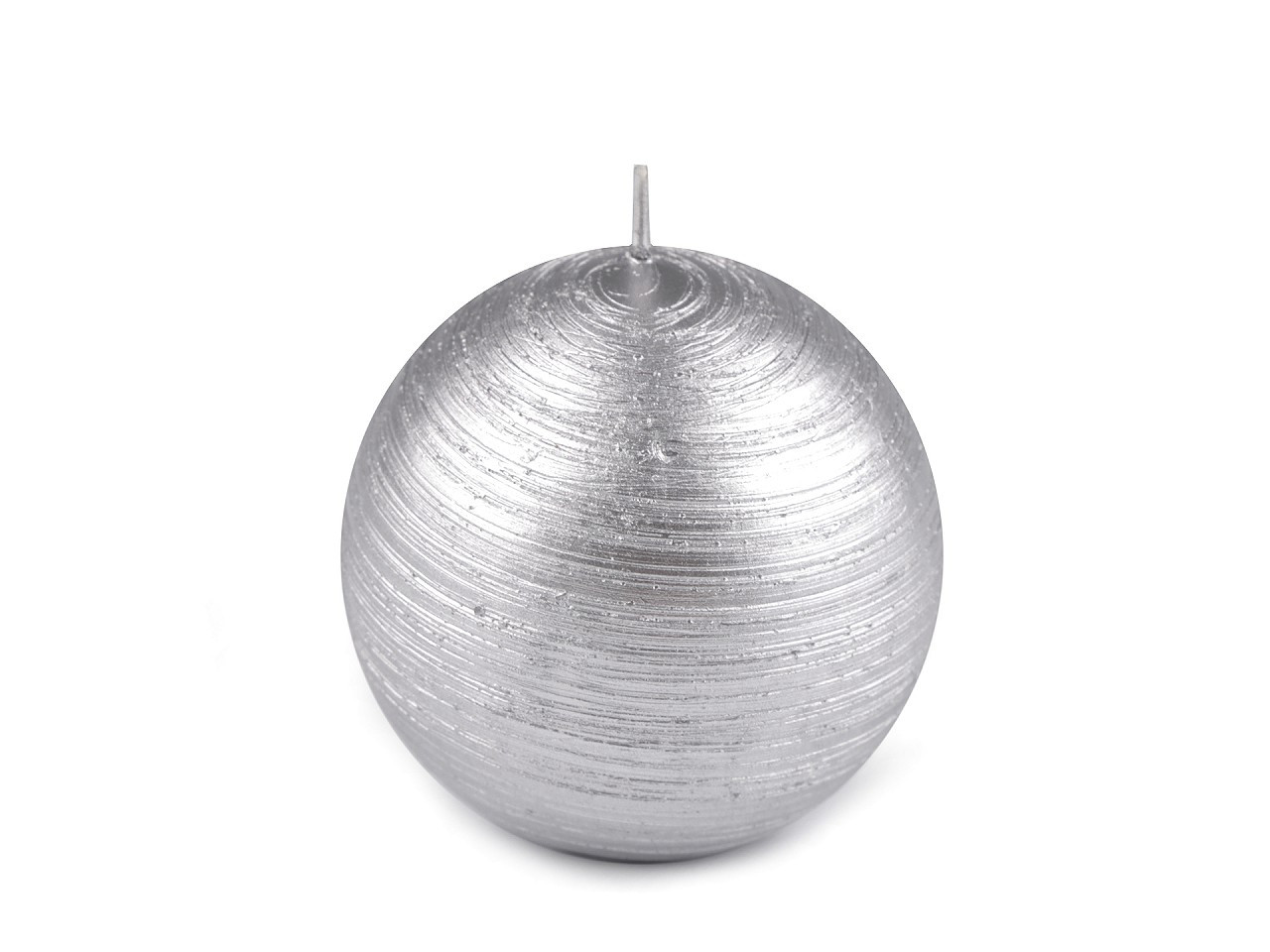 Adventní / vánoční svíčka koule metalický lesk Ø8 cm, barva 2 stříbrná