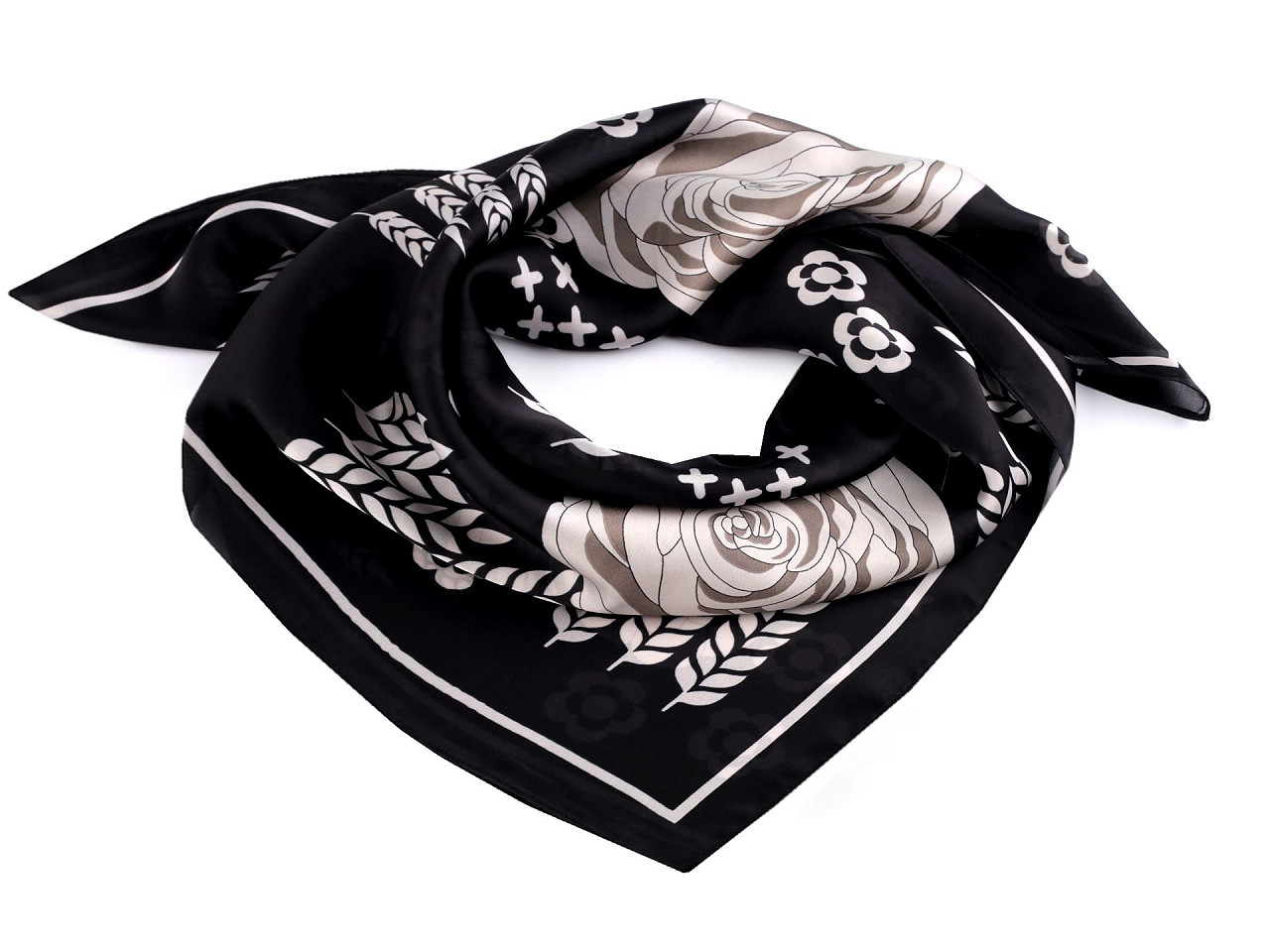 Saténový šátek 70x70 cm, barva 25 černá