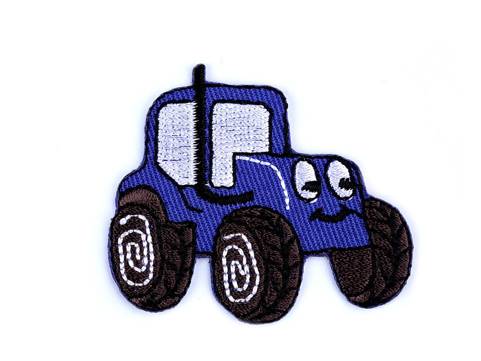 Nažehlovačka nákladní auto, traktor, bagr, vláček, míchačka, barva 12 modrá královská traktor
