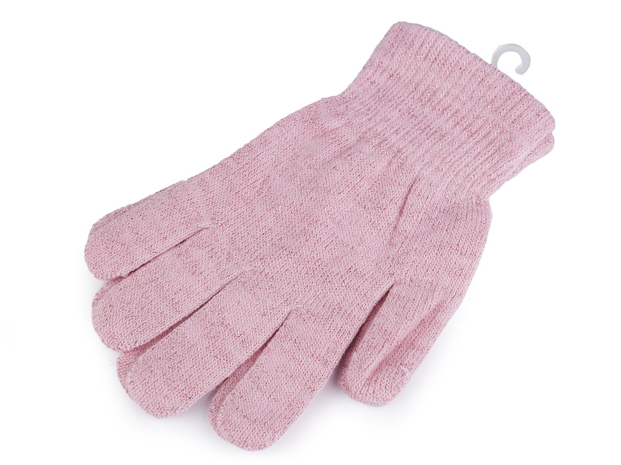 Dámské / dívčí pletené rukavice s lurexem, barva 1 pudrová