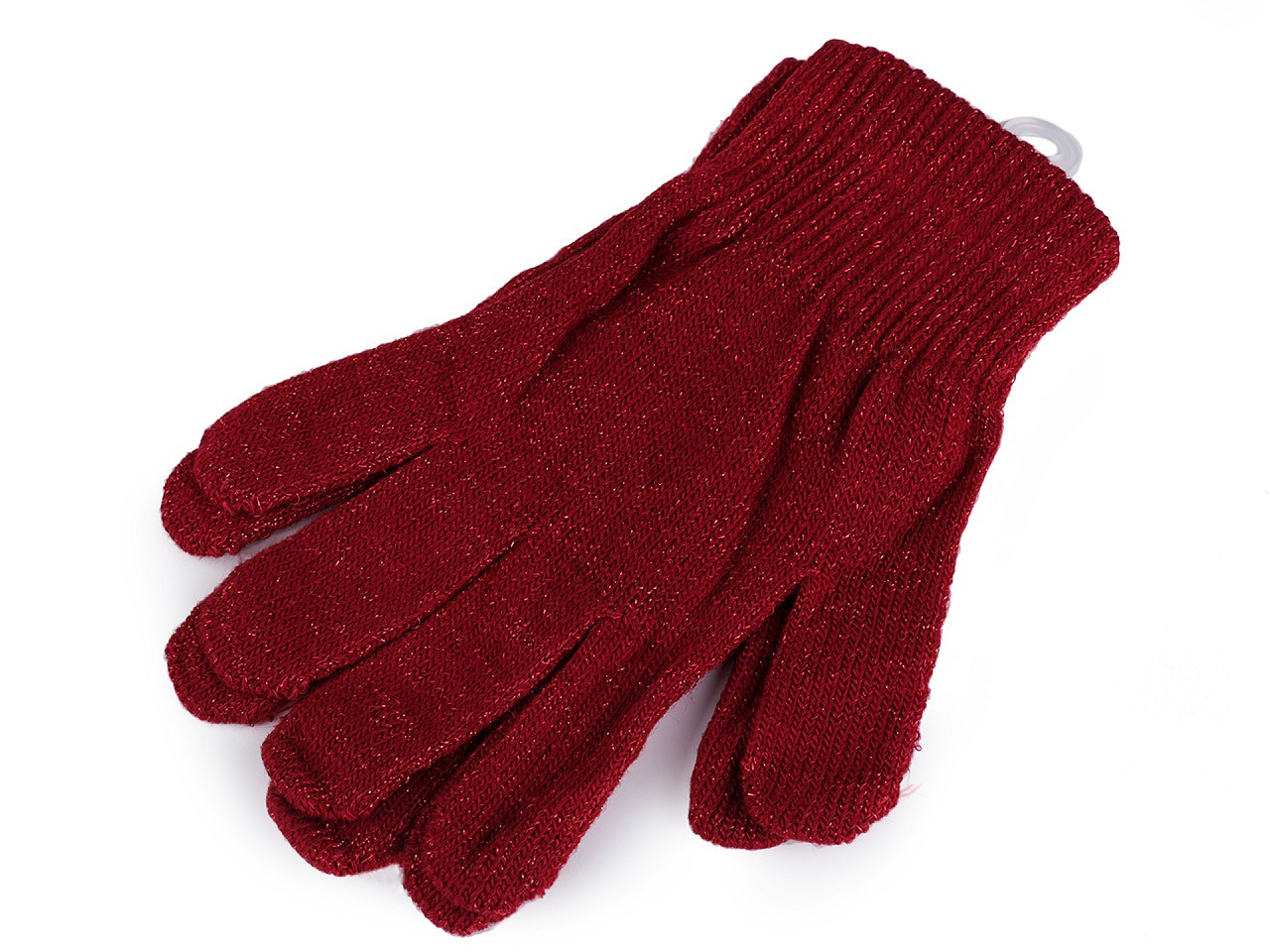 Dámské / dívčí pletené rukavice s lurexem, barva 3 červená