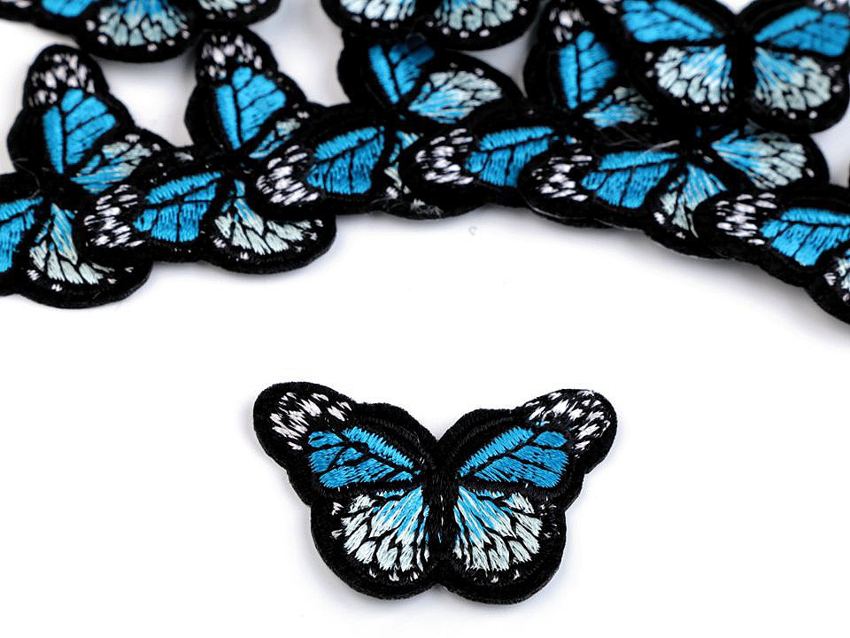 Nažehlovačka motýl malá, barva 5 modrá tyrkys