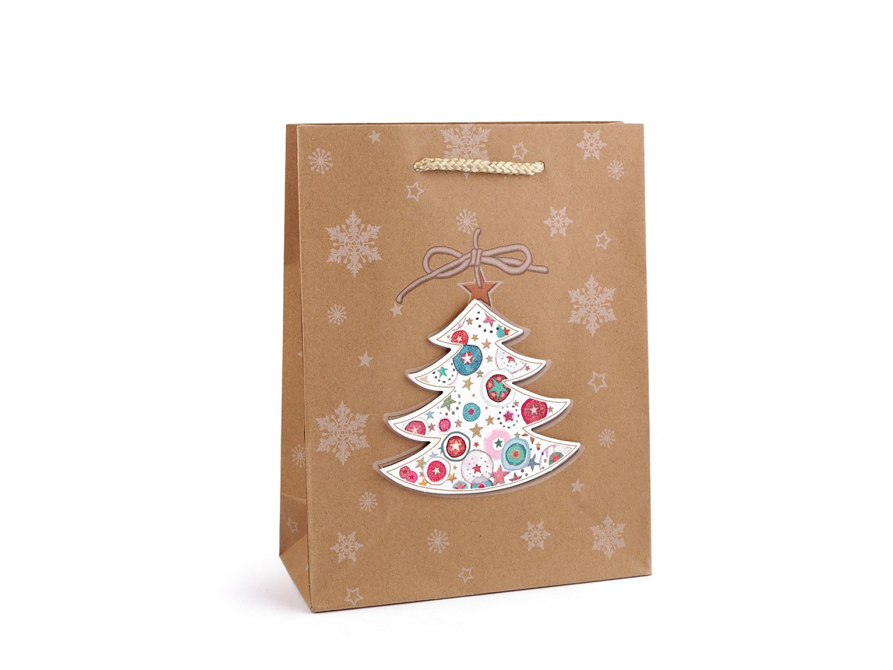Dárková taška vánoční přírodní, barva 4 hnědá přírodní stromeček