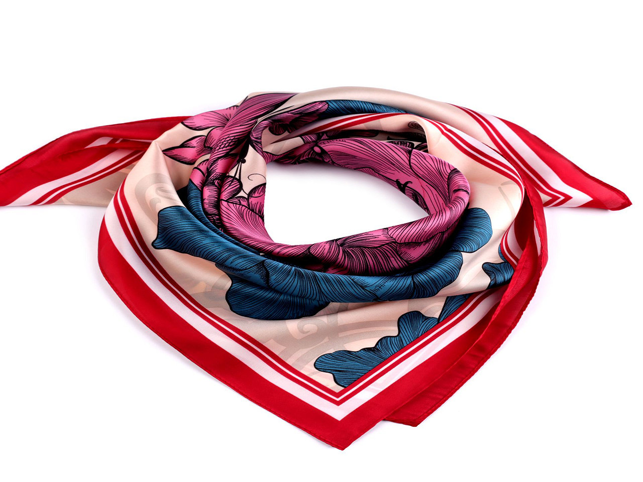 Saténový šátek 70x70 cm, barva 16 pudrová červená