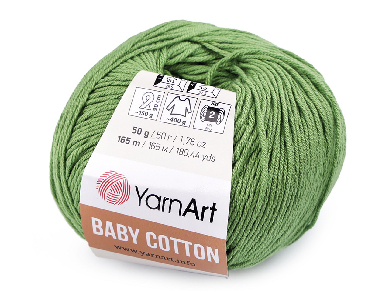 Pletací příze Baby Cotton 50 g, barva 26 (440) zelenkavá