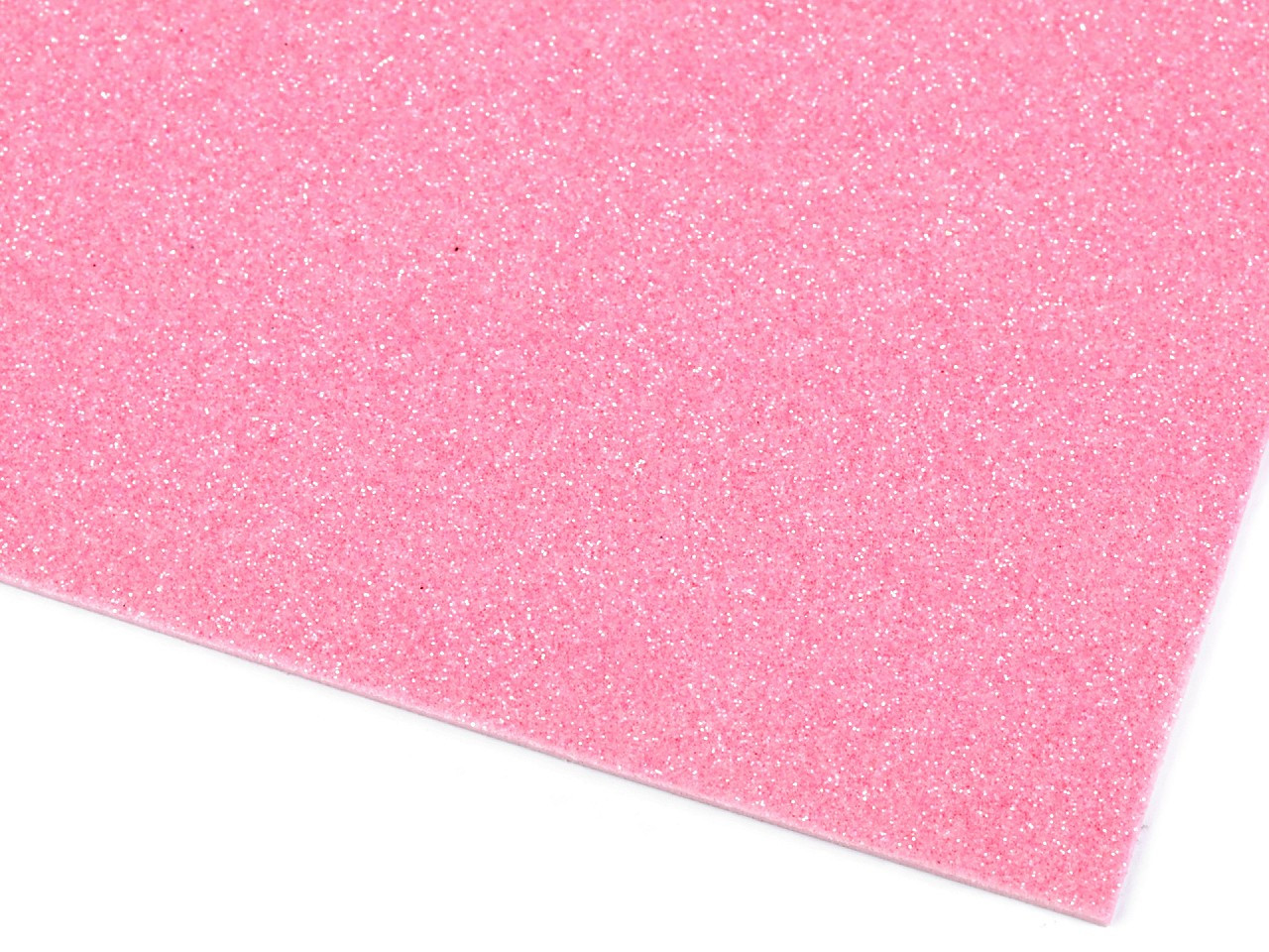 Samolepicí pěnová guma Moosgummi s glitry 20x30 cm, barva 7 růžová