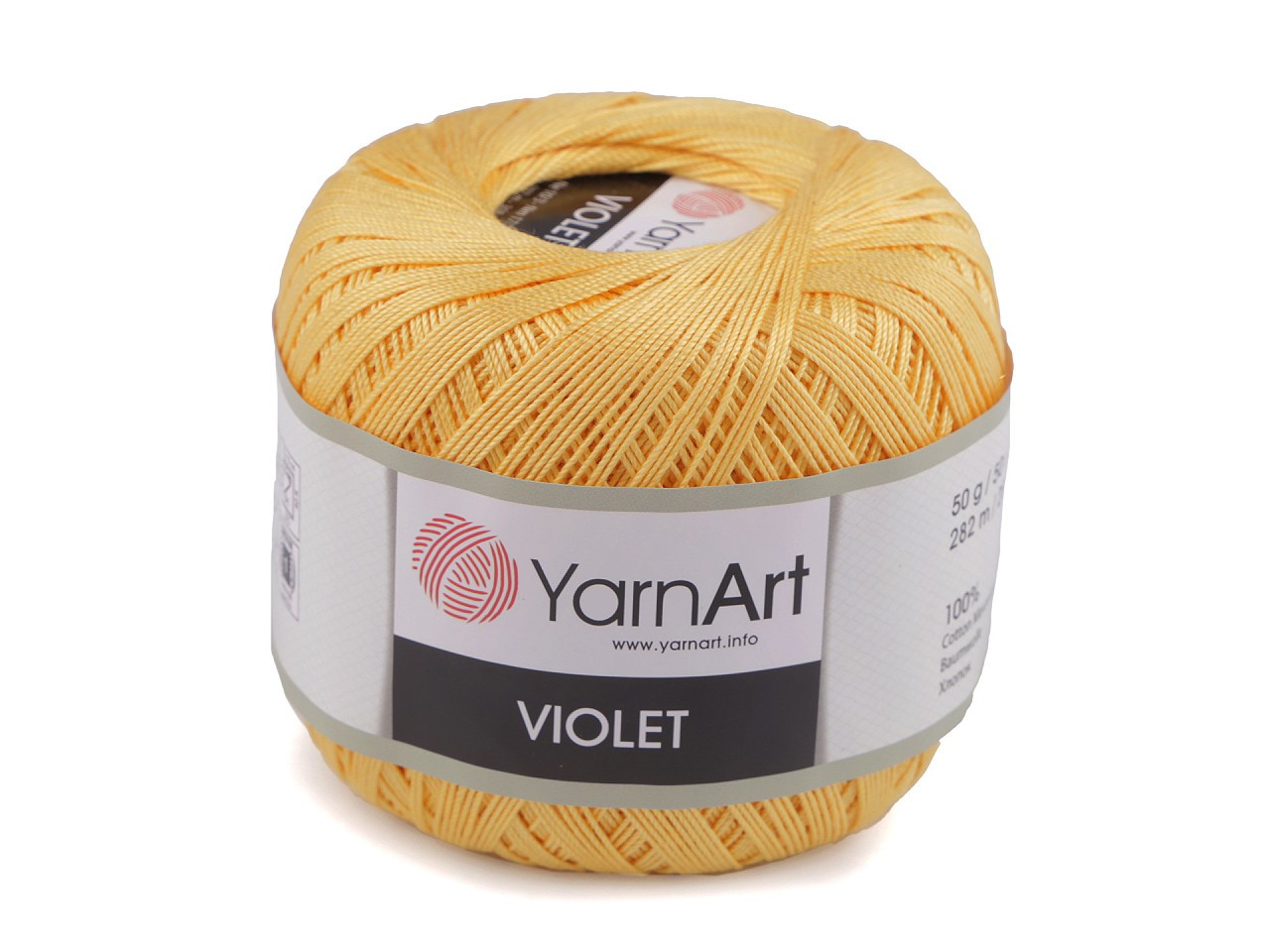 Bavlněná příze háčkovací Violet 50 g, barva 11 (4653) žlutá