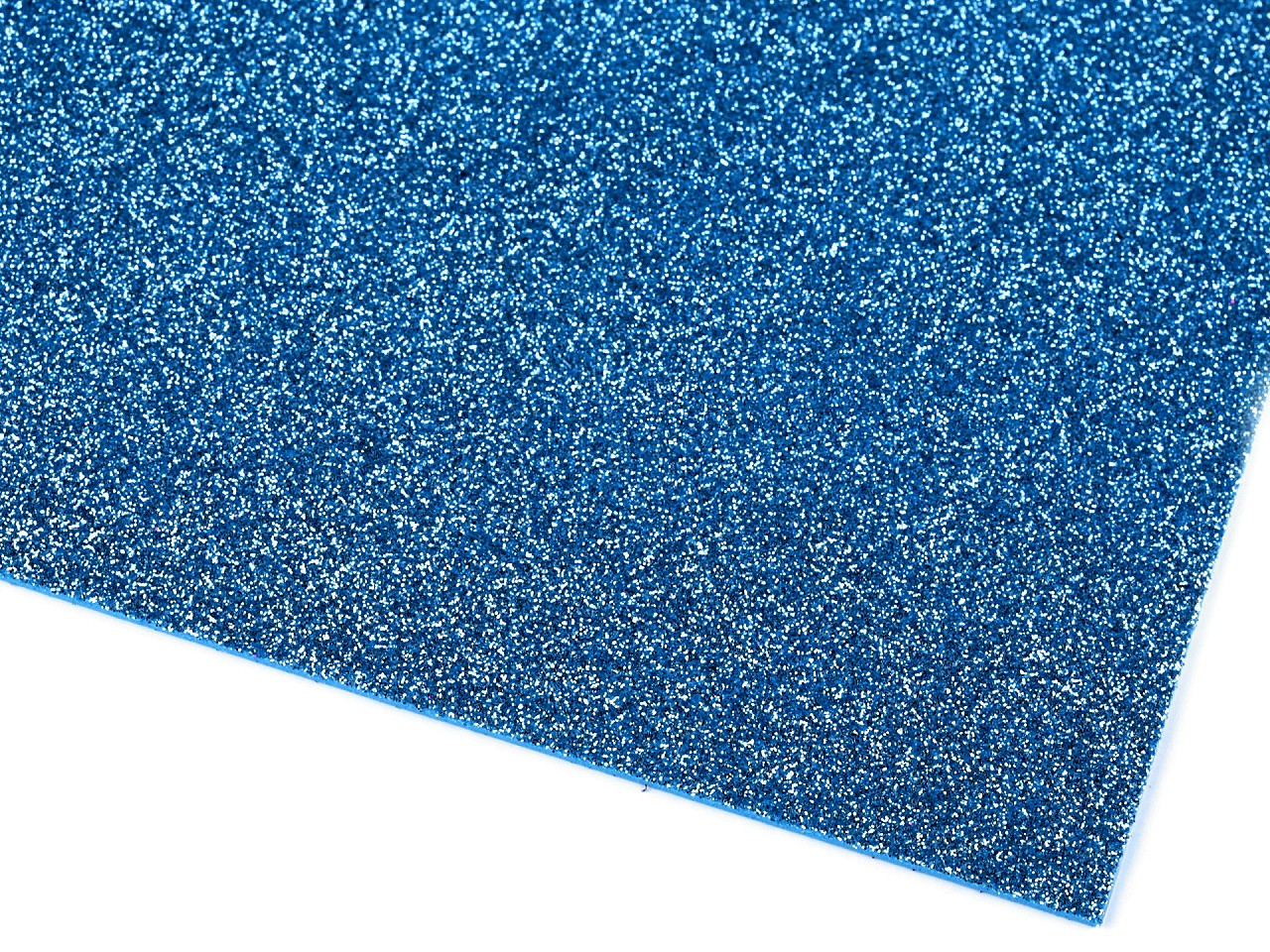 Samolepicí pěnová guma Moosgummi s glitry 20x30 cm, barva 12 modrá