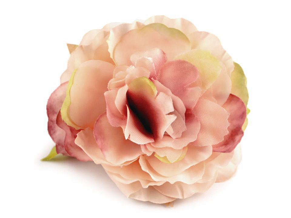 Umělý květ růže Ø6,5 cm, barva 3 lososová světlá