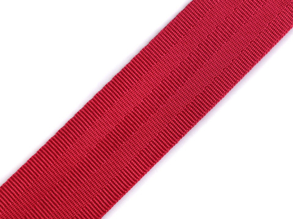 Hladký oboustranný popruh s leskem šíře 38 mm, barva 4 červená