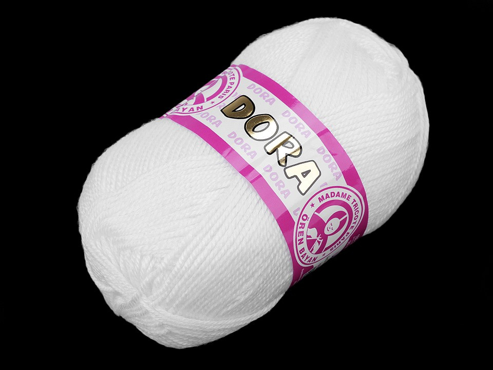 Pletací příze Dora 100 g, barva 15 (100) bílá