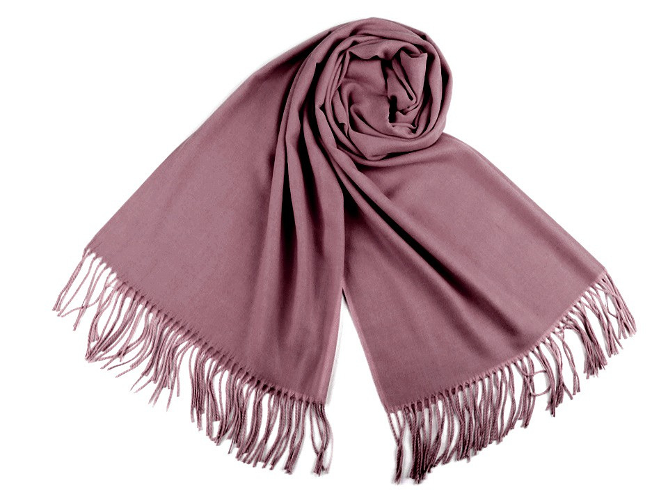 Šátek / šála typu pashmina s třásněmi 65x180 cm, barva 14 (26b) lila