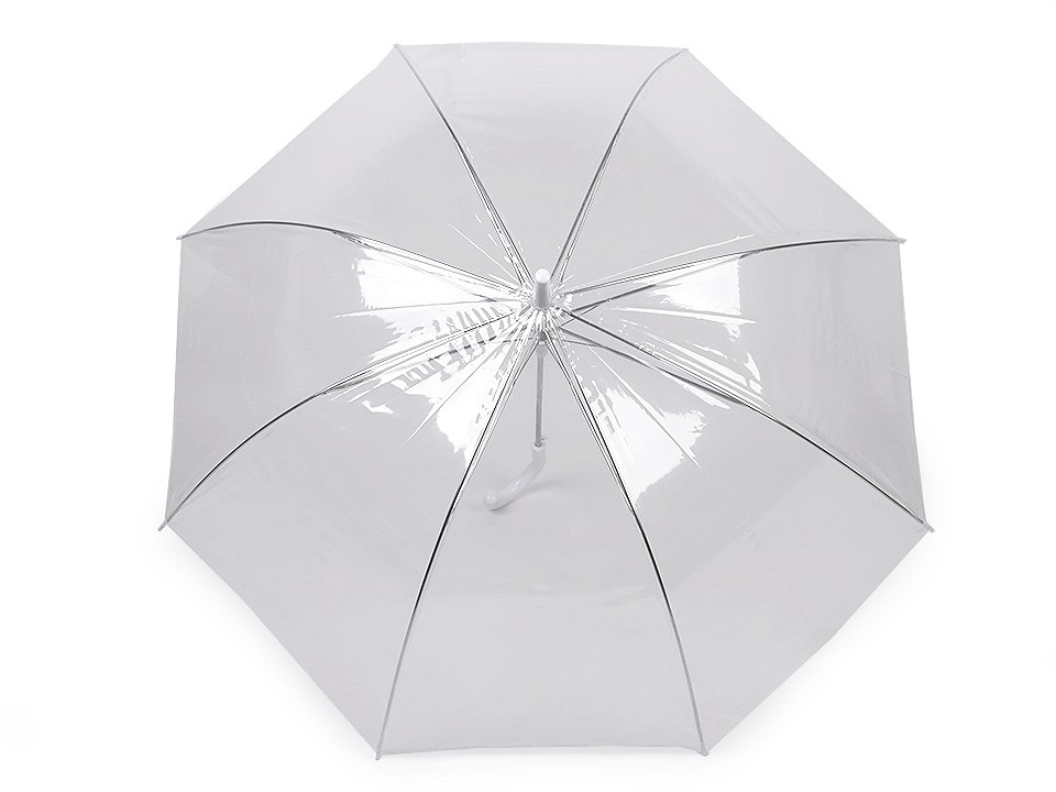 Dámský / svatební průhledný vystřelovací deštník, barva transparent