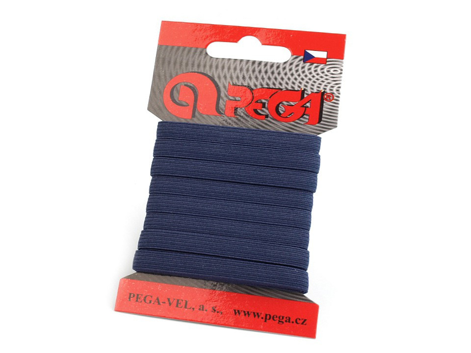 Prádlová pruženka na kartě šíře 7 mm barevná, barva 8 (7704) modrá tmavá