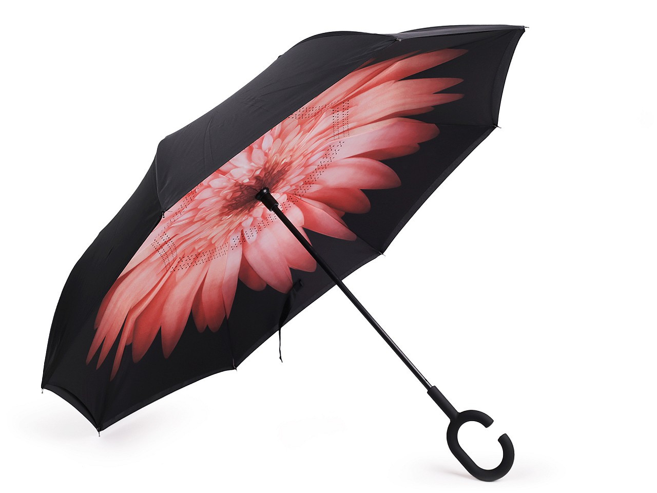 Obrácený deštník dvouvrstvý, barva 7 růžová květ