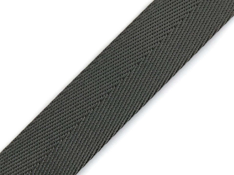 Hladký oboustranný popruh s leskem šíře 25 mm, barva 4 (12) šedá
