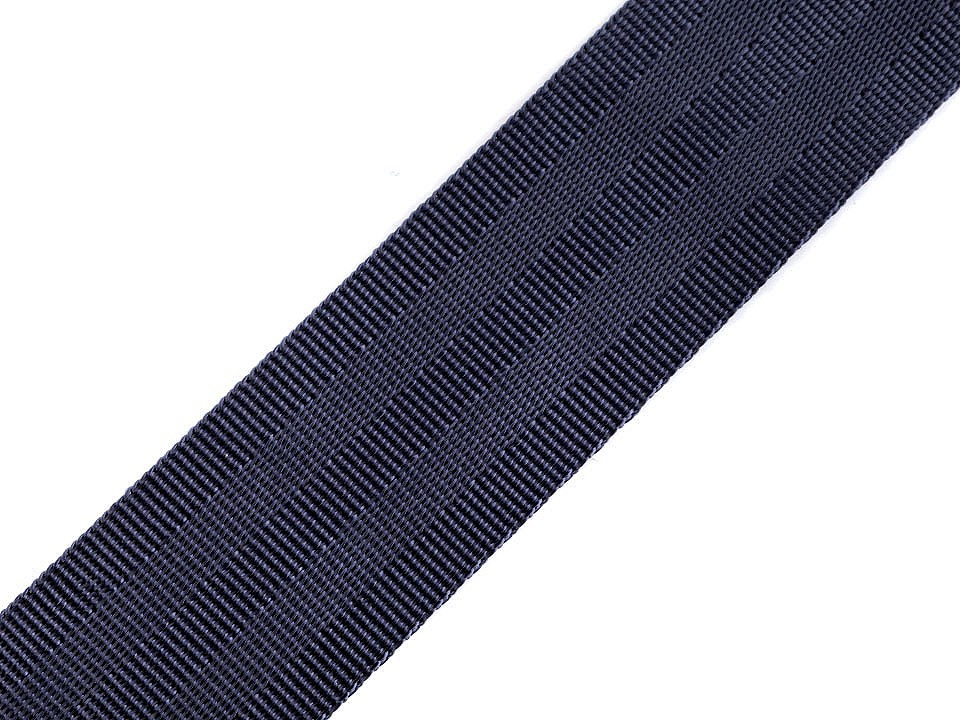 Hladký oboustranný popruh s leskem šíře 38 mm, barva 2 modrá pařížská