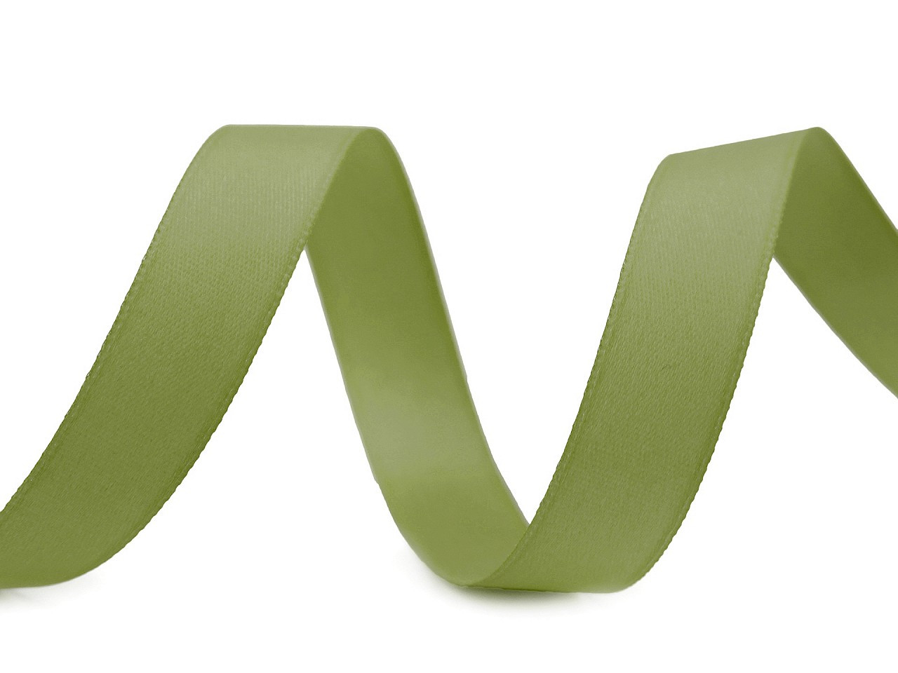 Atlasová hedvábná stuha oboulící šíře 15 mm matná, barva 350 zelená