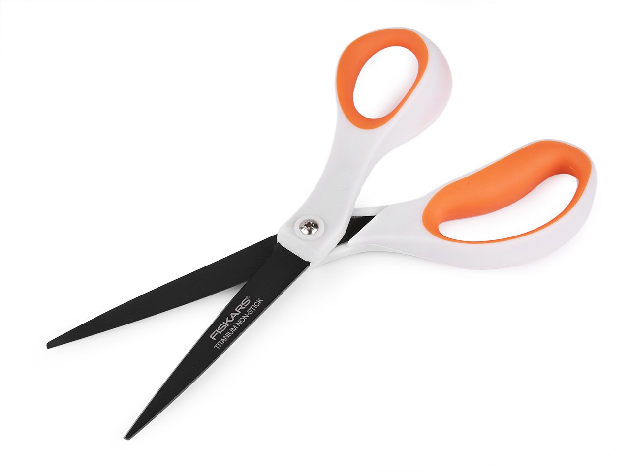 Nůžky Fiskars titanové délka 21 cm, barva bílá oranžová