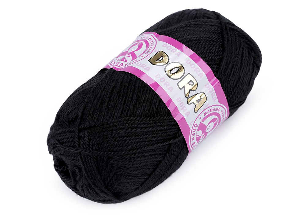 Pletací příze Dora 100 g, barva 14 (999) černá