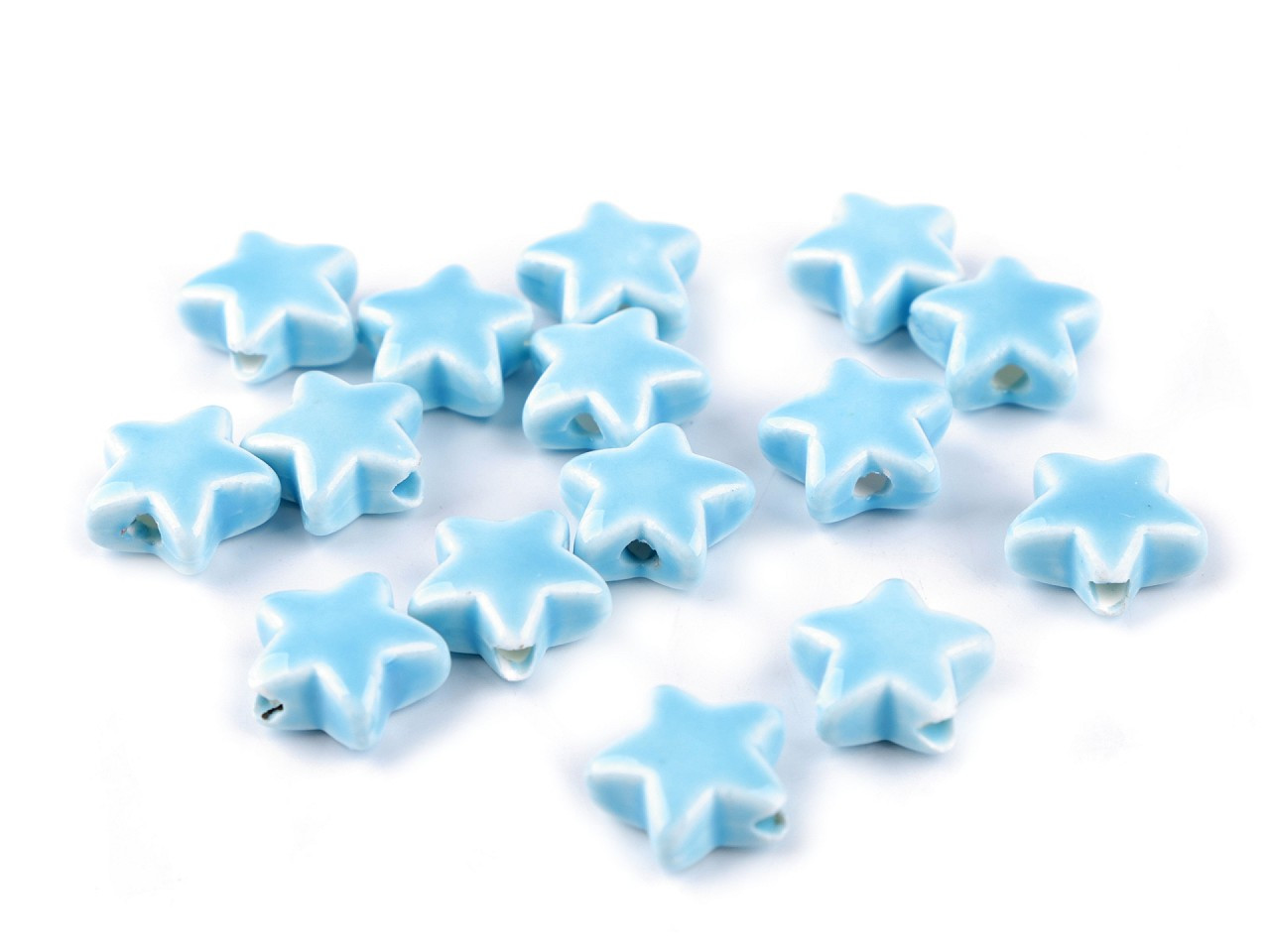 Porcelánové korálky hvězdy Ø15 mm, barva 3 modrá pomněnková