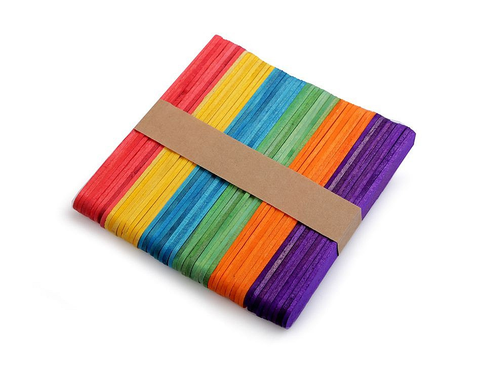 Dřevěné špachtle barevné 1x11,4 cm, barva mix