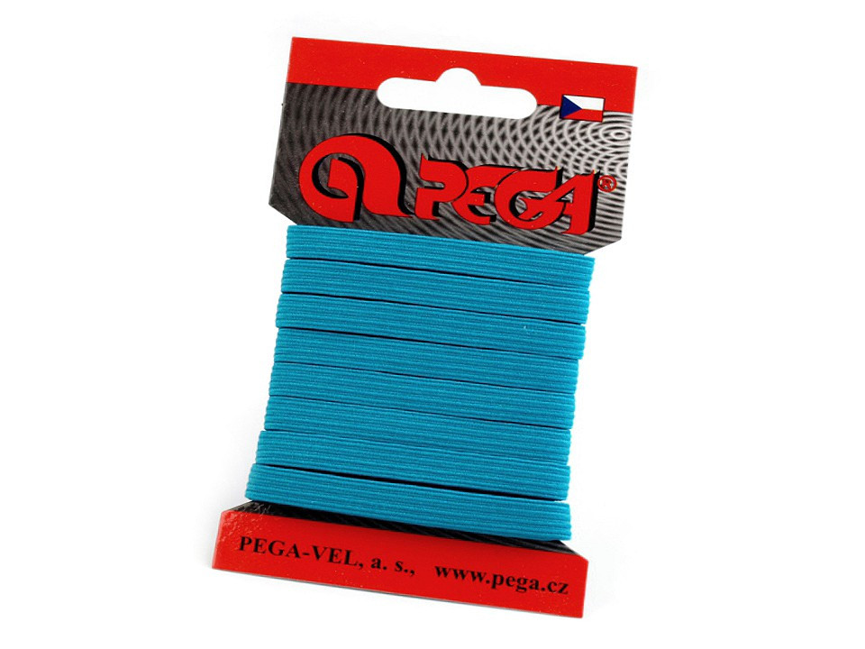 Prádlová pruženka na kartě šíře 7 mm barevná, barva 7 (4712) modrá tyrkys