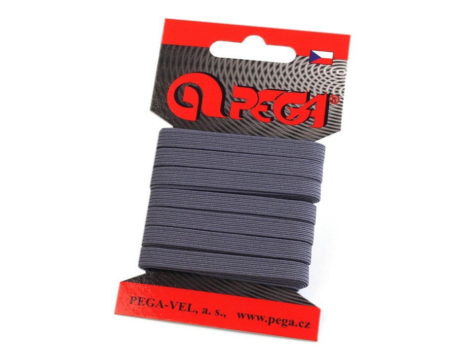 Prádlová pruženka na kartě šíře 7 mm barevná, barva 10 (4006) šedá
