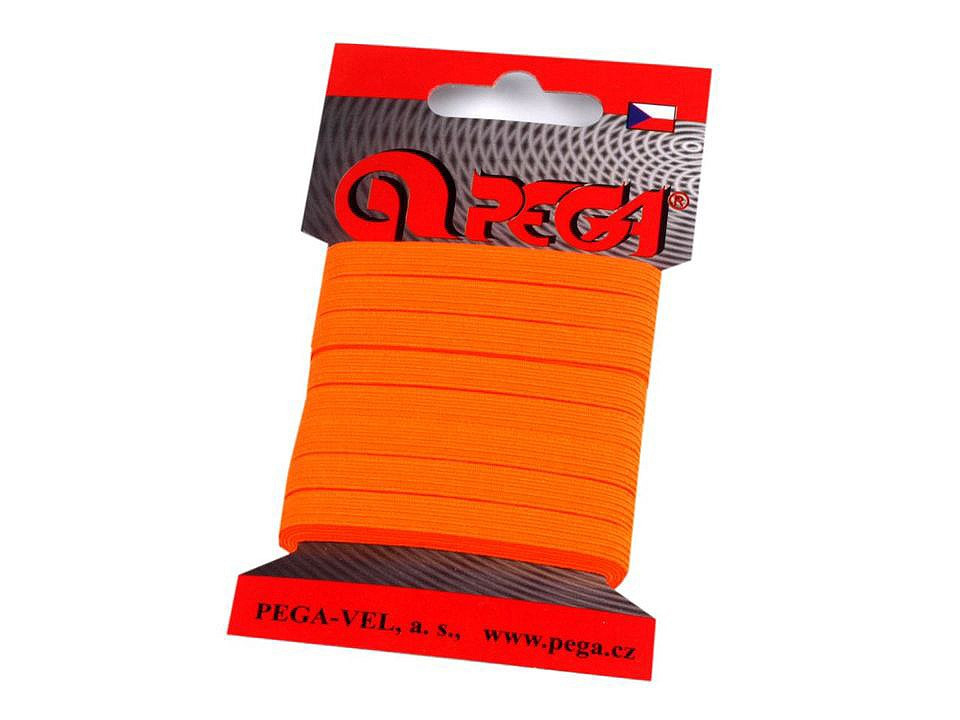Prádlová pruženka na kartě šíře 7 mm barevná, barva 4 (4301) oranžová neon