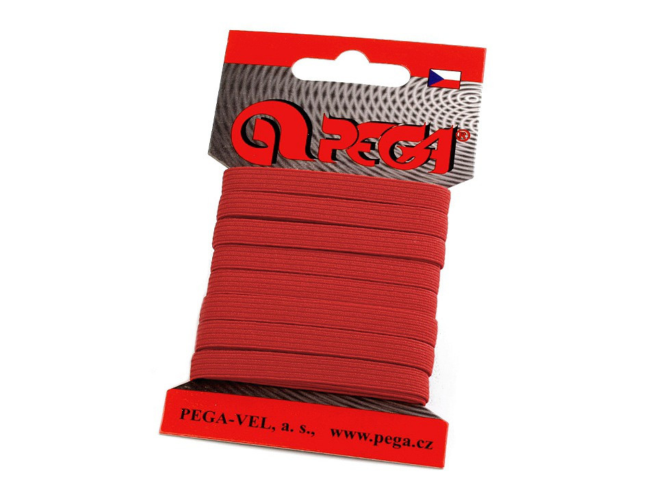 Prádlová pruženka na kartě šíře 7 mm barevná, barva 6 (8506) červená karmínová