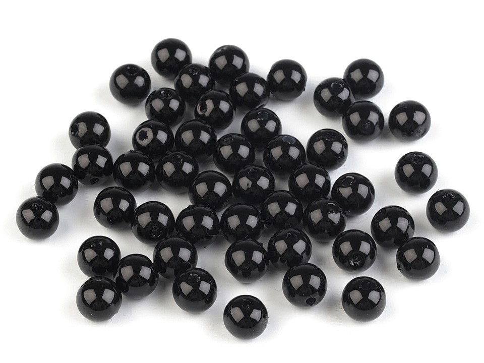 Plastové voskové korálky / perly Glance Ø8 mm, barva F75 černá
