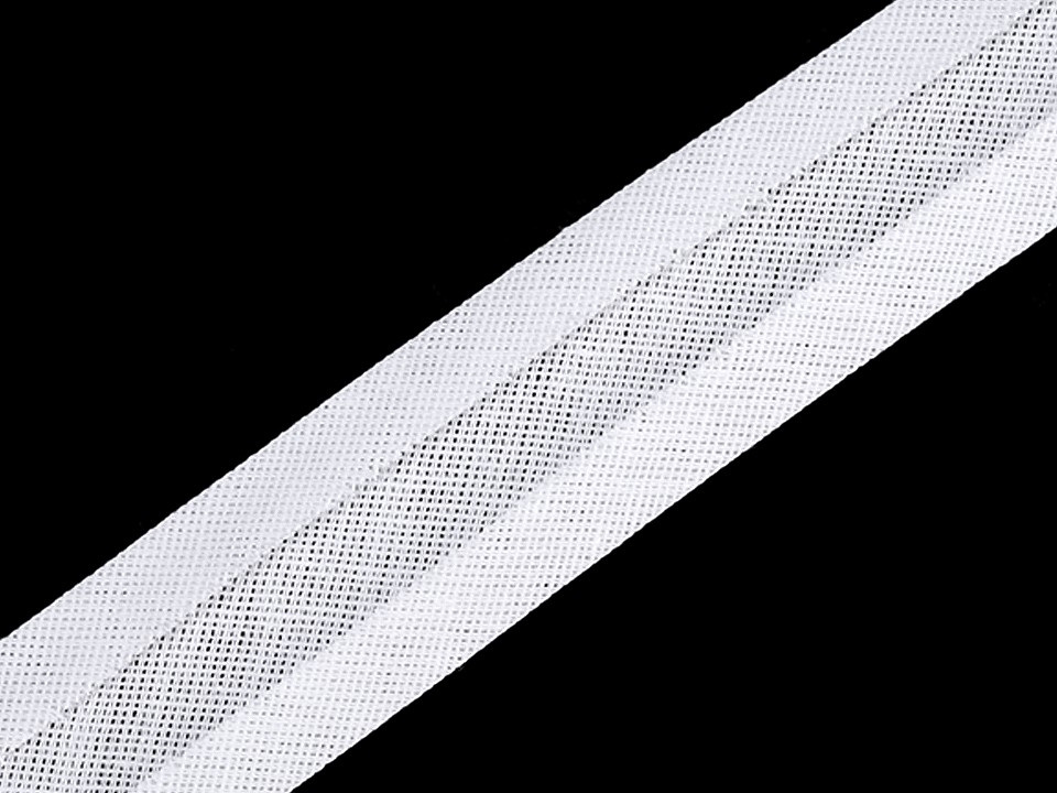 Šikmý proužek bavlněný šíře 30 mm zažehlený, barva 1 (1) bílá