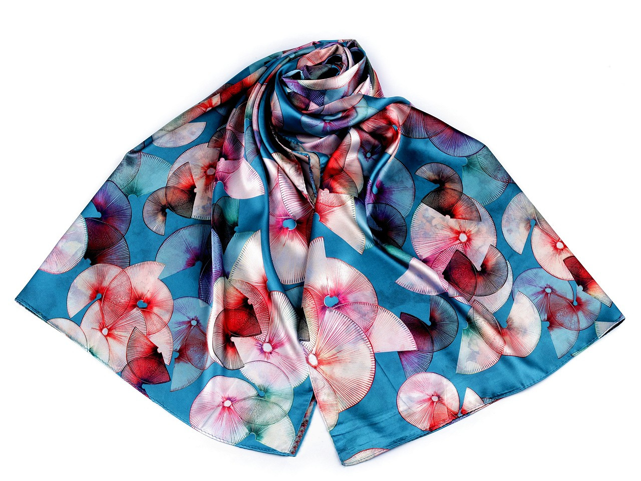 Saténový šátek / šála 70x165 cm, barva 4 modrá
