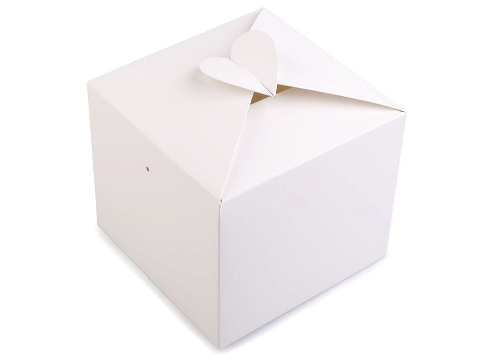 Papírová krabička se srdcem, barva 1 bílá